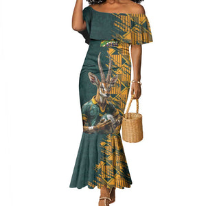 South Africa Rugby Custom Mermaid Dress Afro Springboks Mascot Sporty Version