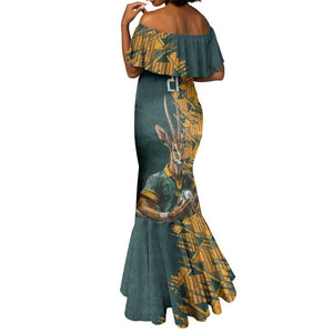 South Africa Rugby Custom Mermaid Dress Afro Springboks Mascot Sporty Version