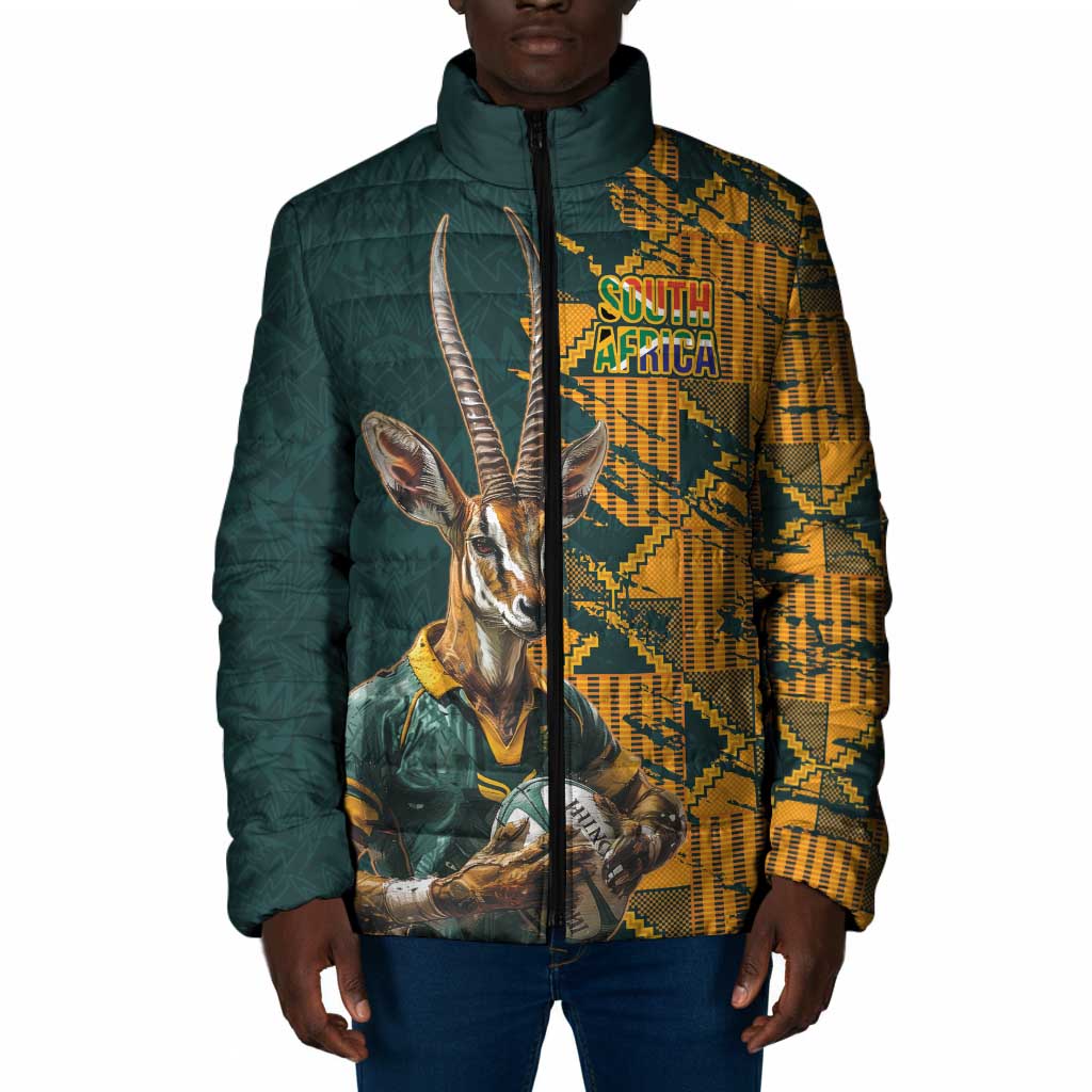 South Africa Rugby Custom Padded Jacket Afro Springboks Mascot Sporty Version