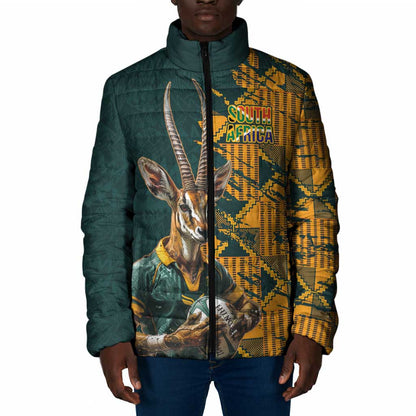 South Africa Rugby Custom Padded Jacket Afro Springboks Mascot Sporty Version