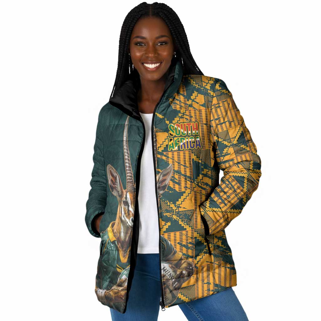 South Africa Rugby Custom Padded Jacket Afro Springboks Mascot Sporty Version