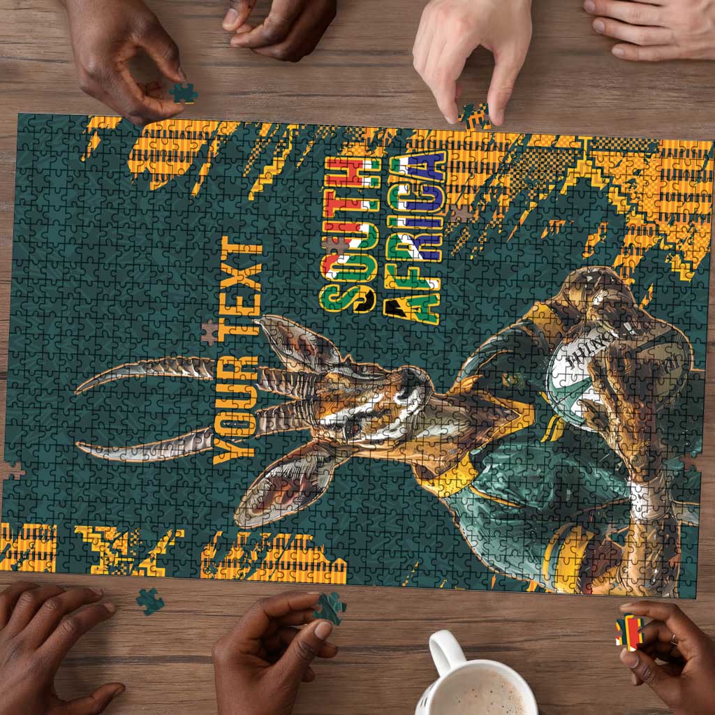 South Africa Rugby Custom Puzzle Afro Springboks Mascot Sporty Version