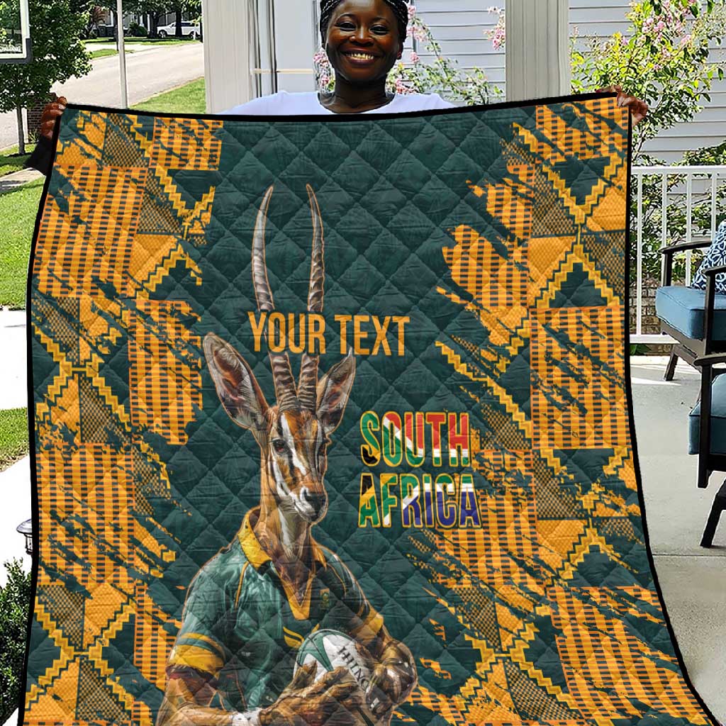 South Africa Rugby Custom Quilt Afro Springboks Mascot Sporty Version