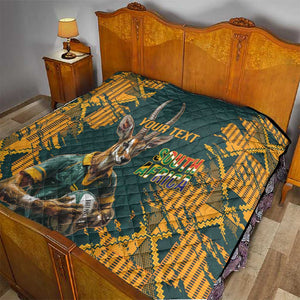 South Africa Rugby Custom Quilt Afro Springboks Mascot Sporty Version