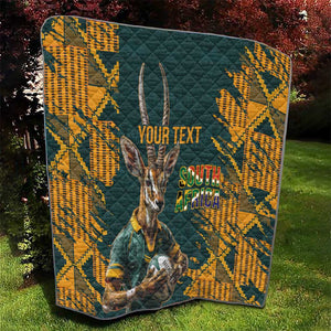 South Africa Rugby Custom Quilt Afro Springboks Mascot Sporty Version