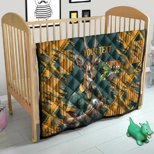 South Africa Rugby Custom Quilt Afro Springboks Mascot Sporty Version