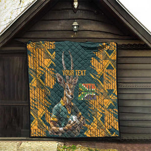 South Africa Rugby Custom Quilt Afro Springboks Mascot Sporty Version