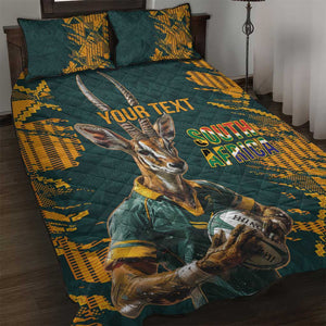 South Africa Rugby Custom Quilt Bed Set Afro Springboks Mascot Sporty Version