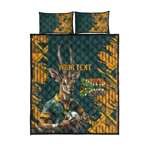 South Africa Rugby Custom Quilt Bed Set Afro Springboks Mascot Sporty Version