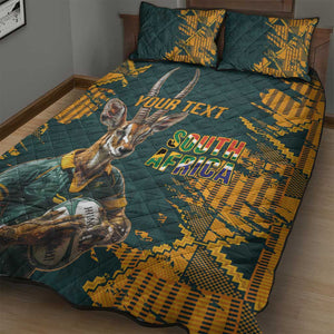 South Africa Rugby Custom Quilt Bed Set Afro Springboks Mascot Sporty Version