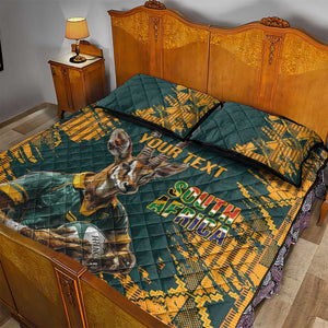 South Africa Rugby Custom Quilt Bed Set Afro Springboks Mascot Sporty Version