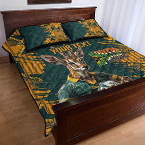 South Africa Rugby Custom Quilt Bed Set Afro Springboks Mascot Sporty Version