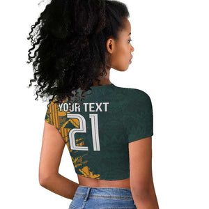 South Africa Rugby Custom Raglan Cropped T shirt Afro Springboks Mascot Sporty Version