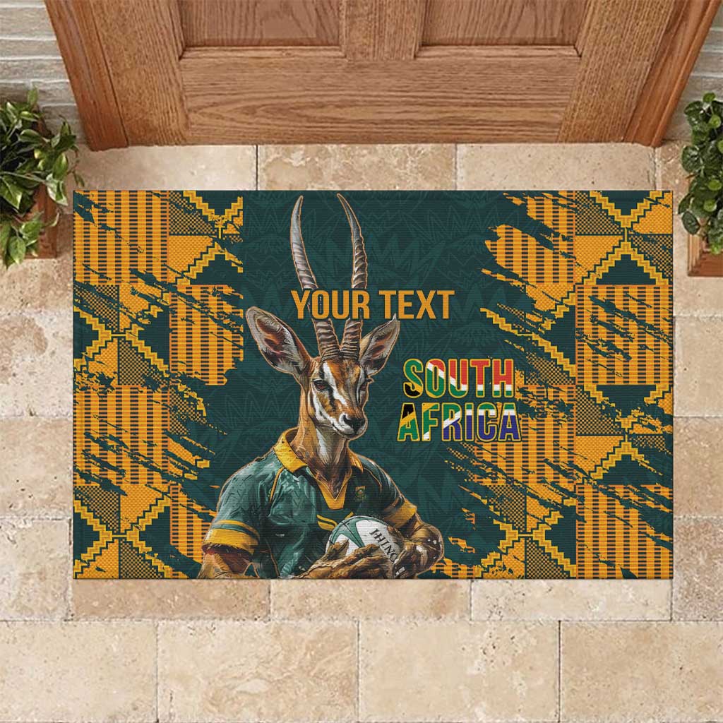 South Africa Rugby Custom Rubber Doormat Afro Springboks Mascot Sporty Version