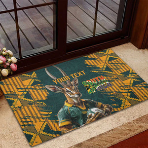 South Africa Rugby Custom Rubber Doormat Afro Springboks Mascot Sporty Version