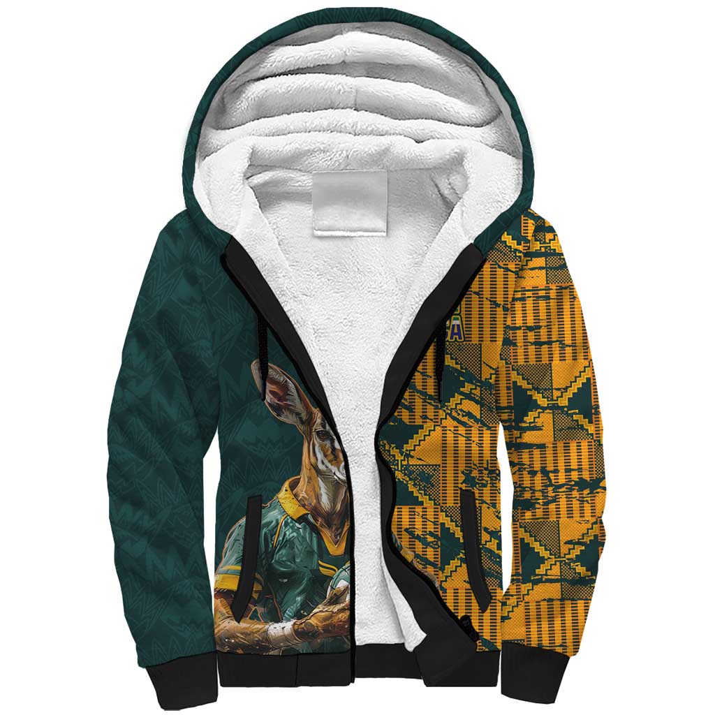 South Africa Rugby Custom Sherpa Hoodie Afro Springboks Mascot Sporty Version