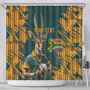 South Africa Rugby Custom Shower Curtain Afro Springboks Mascot Sporty Version