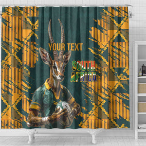 South Africa Rugby Custom Shower Curtain Afro Springboks Mascot Sporty Version