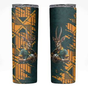 South Africa Rugby Custom Skinny Tumbler Afro Springboks Mascot Sporty Version