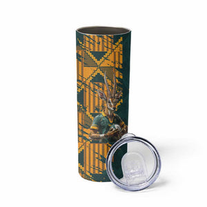 South Africa Rugby Custom Skinny Tumbler Afro Springboks Mascot Sporty Version