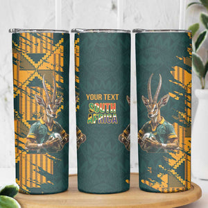 South Africa Rugby Custom Skinny Tumbler Afro Springboks Mascot Sporty Version