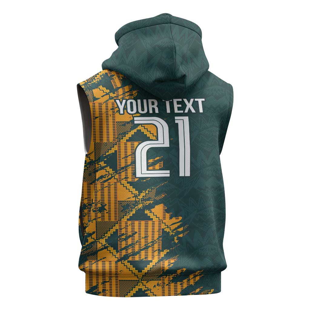 South Africa Rugby Custom Sleeveless Zip Hoodie Afro Springboks Mascot Sporty Version - African Pride