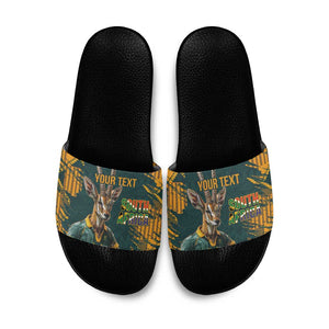 South Africa Rugby Custom Slide Sandals Afro Springboks Mascot Sporty Version