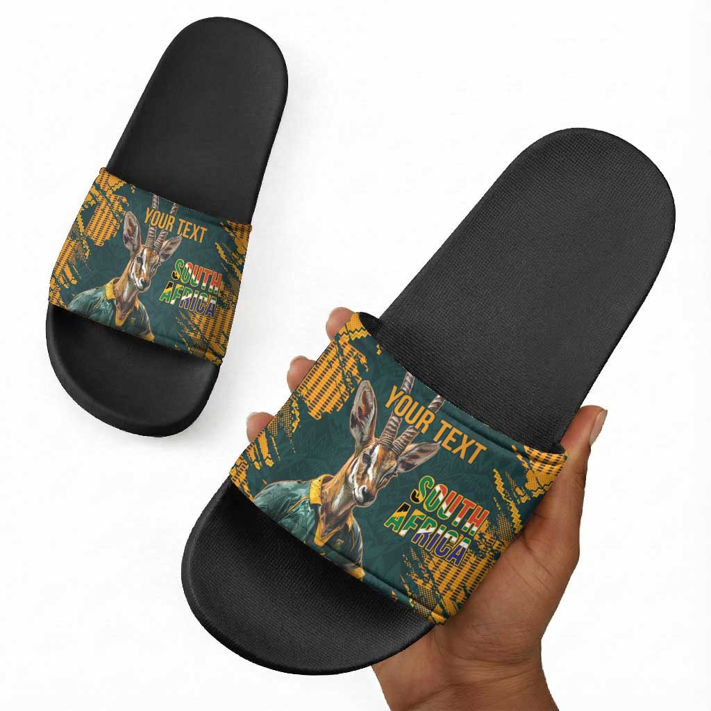 South Africa Rugby Custom Slide Sandals Afro Springboks Mascot Sporty Version