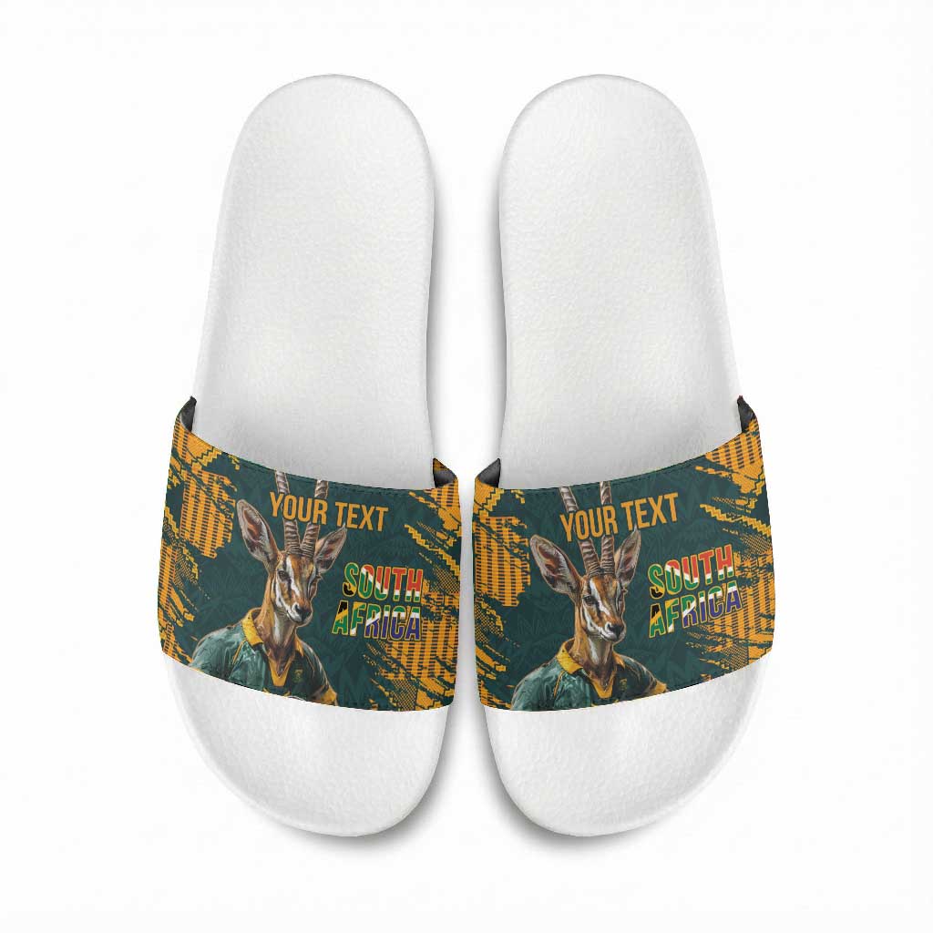 South Africa Rugby Custom Slide Sandals Afro Springboks Mascot Sporty Version