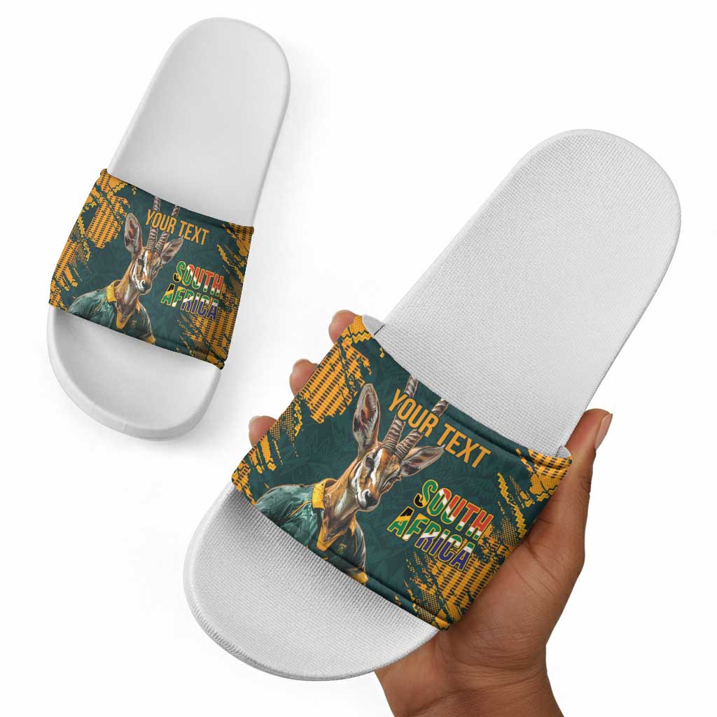 South Africa Rugby Custom Slide Sandals Afro Springboks Mascot Sporty Version