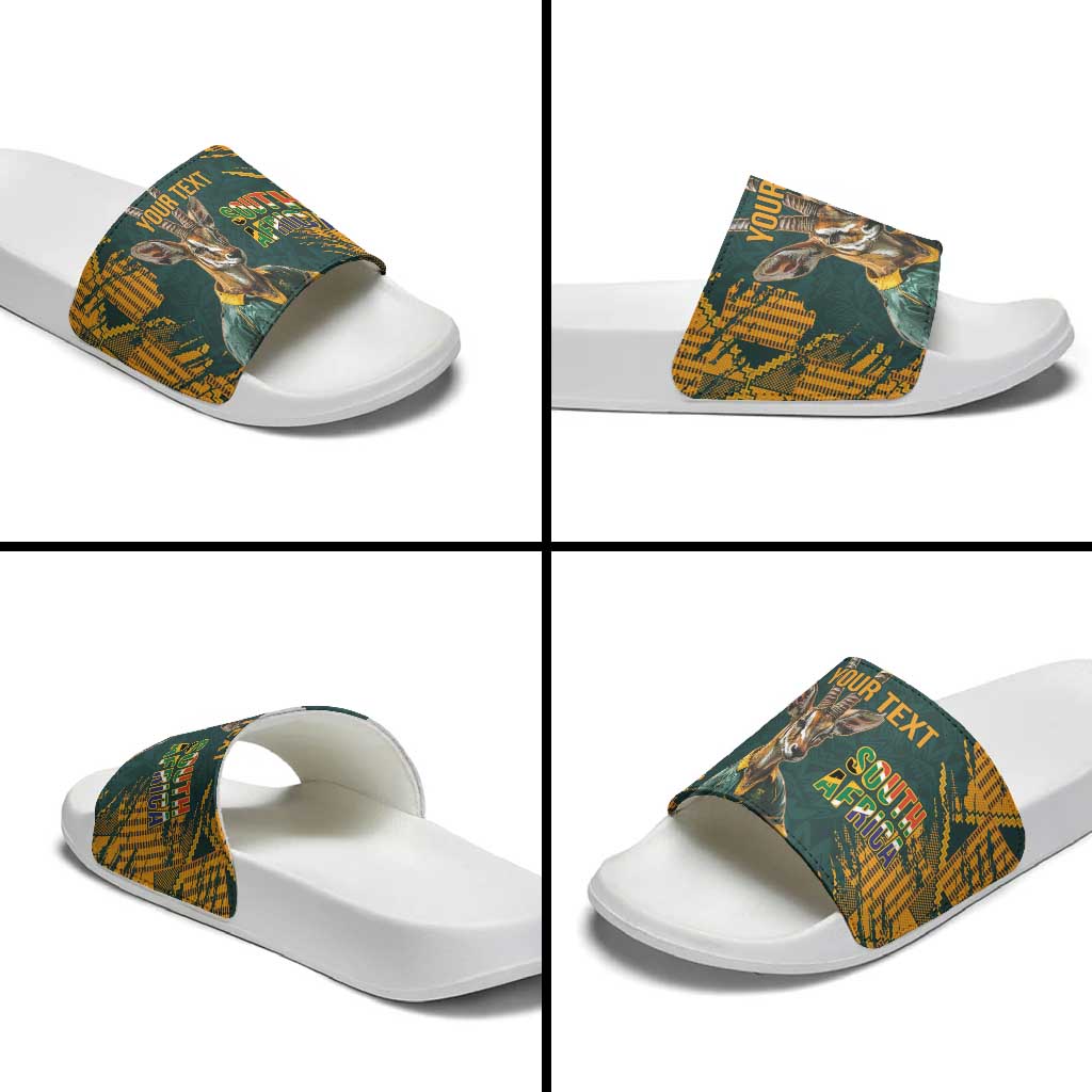 South Africa Rugby Custom Slide Sandals Afro Springboks Mascot Sporty Version
