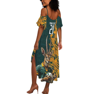 South Africa Rugby Custom Summer Maxi Dress Afro Springboks Mascot Sporty Version