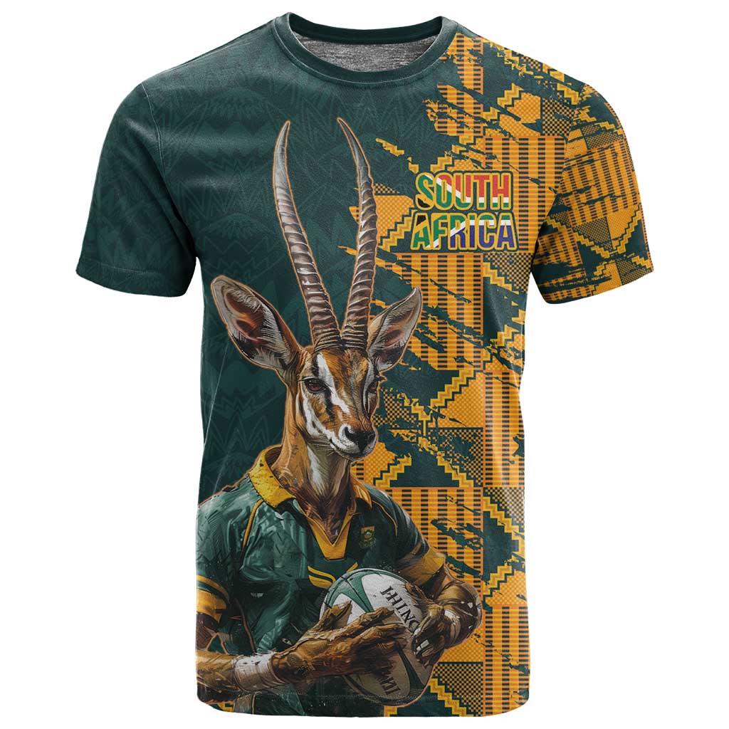 South Africa Rugby Custom T shirt Afro Springboks Mascot Sporty Version