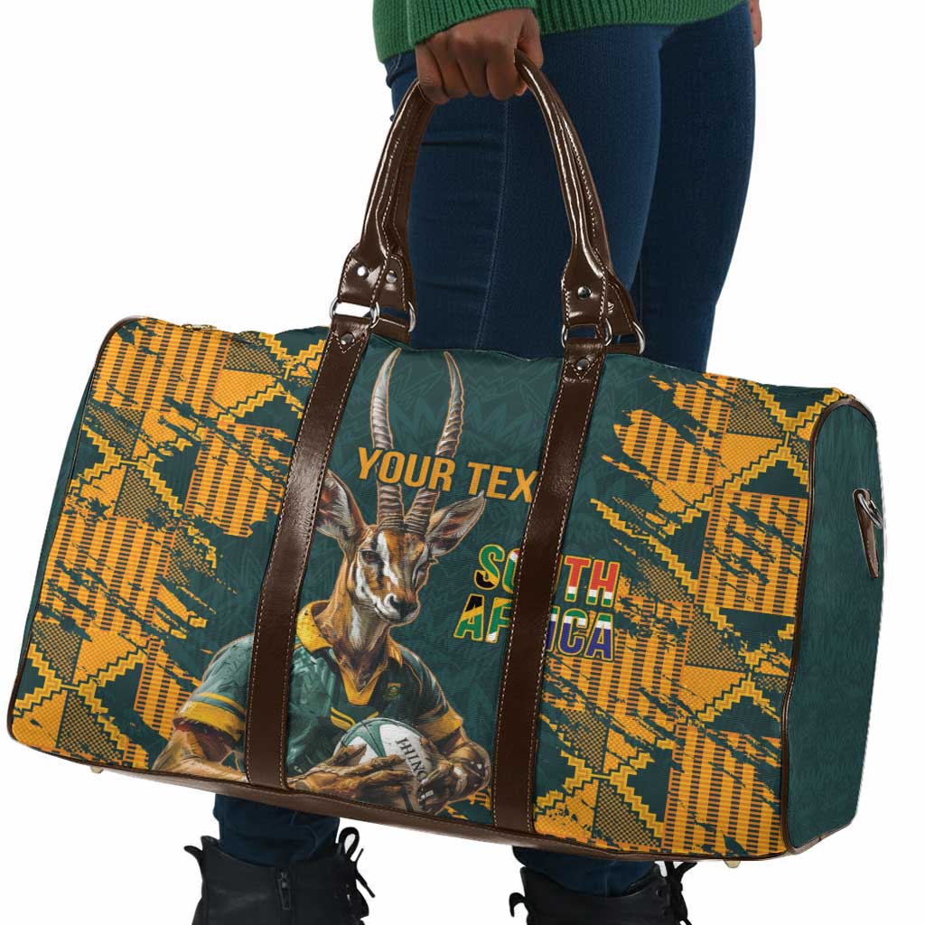 South Africa Rugby Custom Travel Bag Afro Springboks Mascot Sporty Version