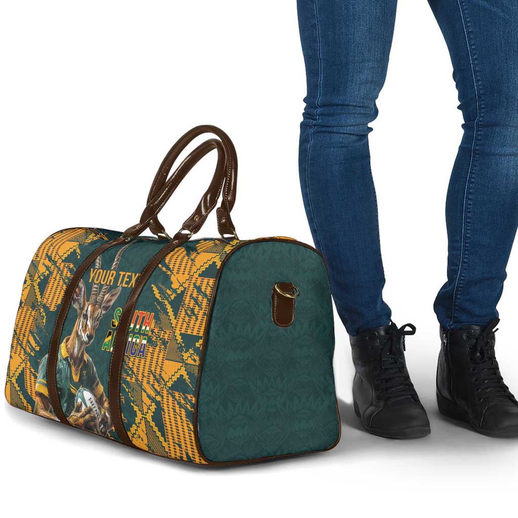 South Africa Rugby Custom Travel Bag Afro Springboks Mascot Sporty Version