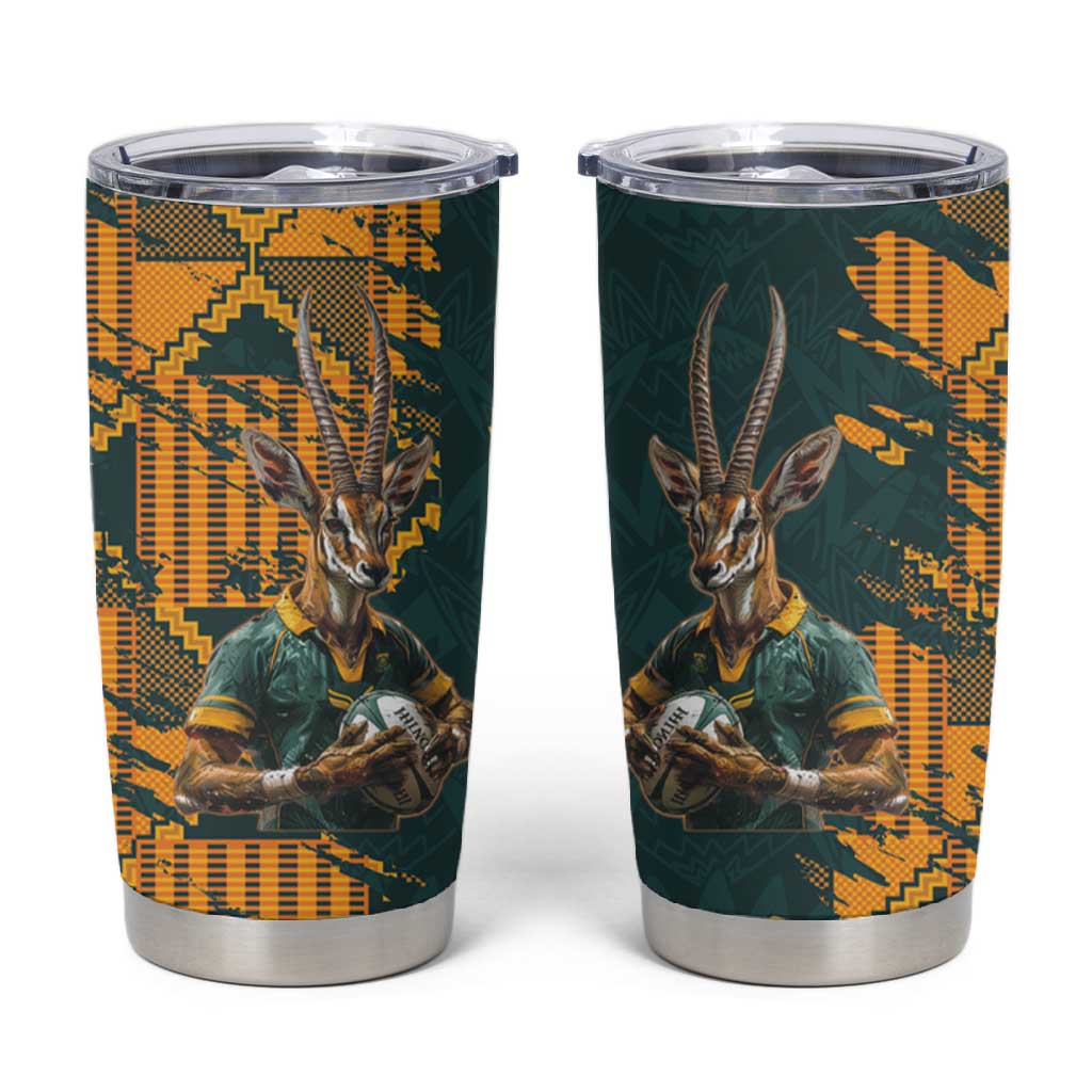 South Africa Rugby Custom Tumbler Cup Afro Springboks Mascot Sporty Version