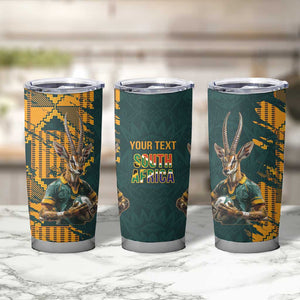 South Africa Rugby Custom Tumbler Cup Afro Springboks Mascot Sporty Version