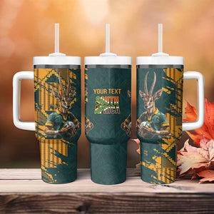 South Africa Rugby Custom Tumbler With Handle Afro Springboks Mascot Sporty Version