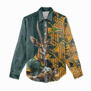 South Africa Rugby Custom Women Casual Shirt Afro Springboks Mascot Sporty Version