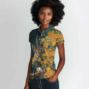 South Africa Rugby Custom Women Polo Shirt Afro Springboks Mascot Sporty Version