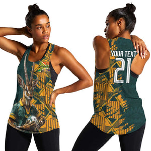 South Africa Rugby Custom Women Racerback Tank Afro Springboks Mascot Sporty Version