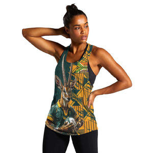 South Africa Rugby Custom Women Racerback Tank Afro Springboks Mascot Sporty Version