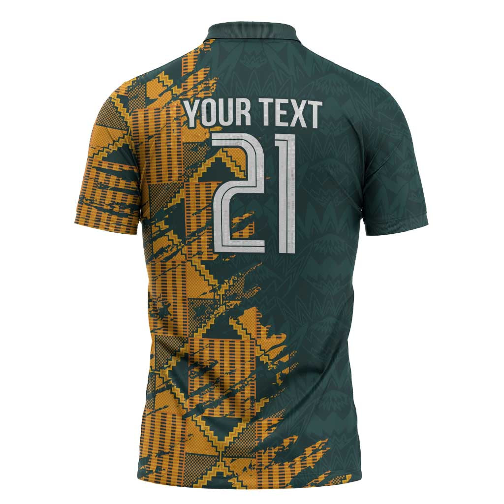 South Africa Rugby Custom Zipper Polo Shirt Afro Springboks Mascot Sporty Version