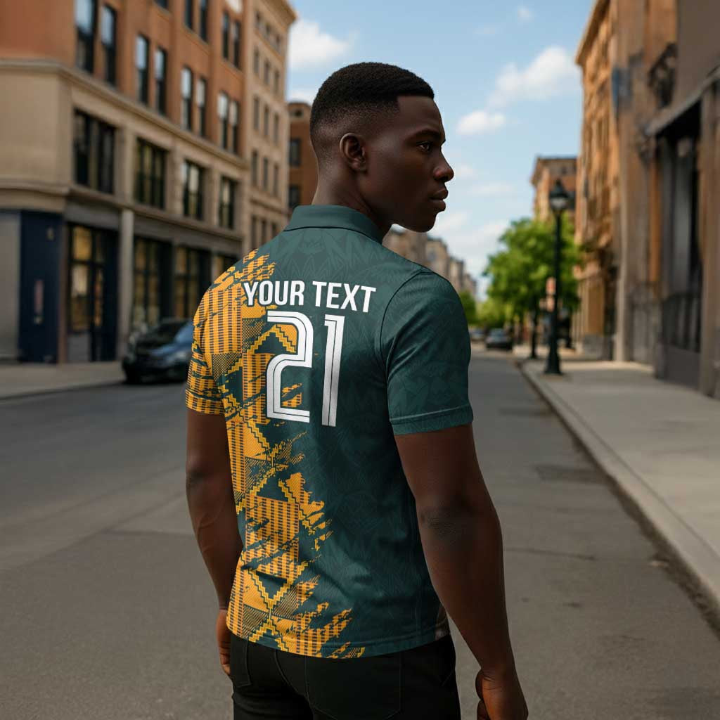 South Africa Rugby Custom Zipper Polo Shirt Afro Springboks Mascot Sporty Version