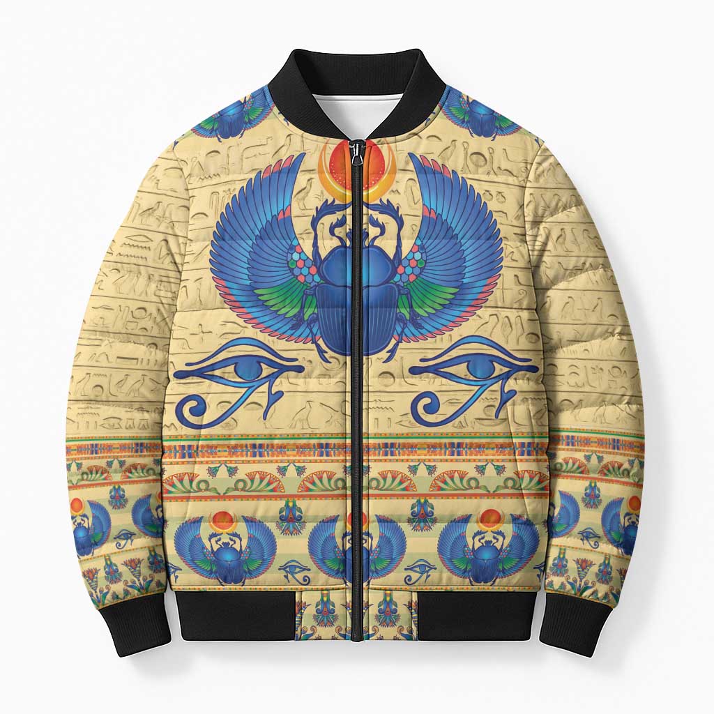 Ancient Egypt Scarab Beetle Bomber Puffer Jacket