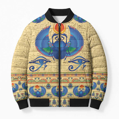 Ancient Egypt Scarab Beetle Bomber Puffer Jacket