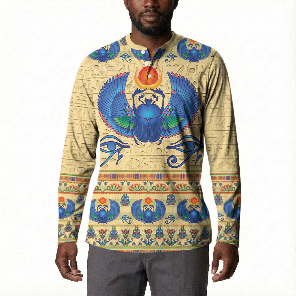Ancient Egypt Scarab Beetle Button Sweatshirt