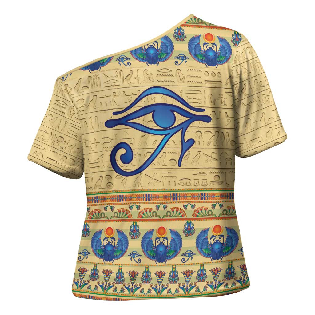 Ancient Egypt Scarab Beetle Cross Shoulder Shirt