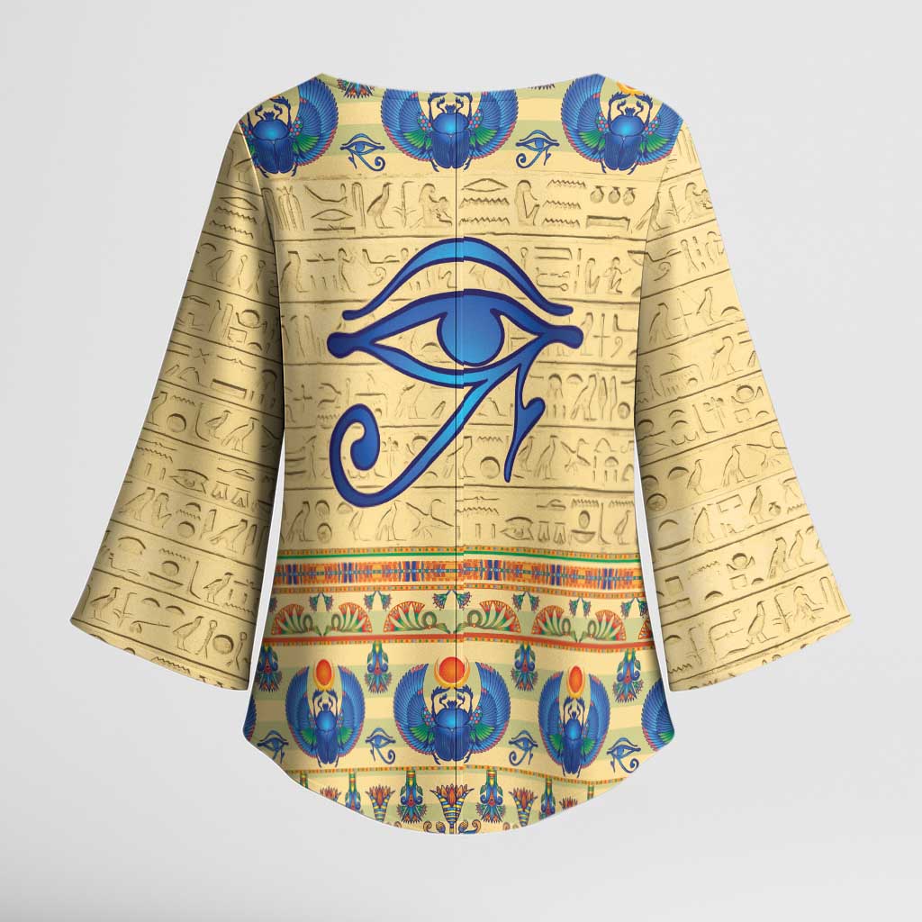 Ancient Egypt Scarab Beetle Kimono Sleeve Blouse