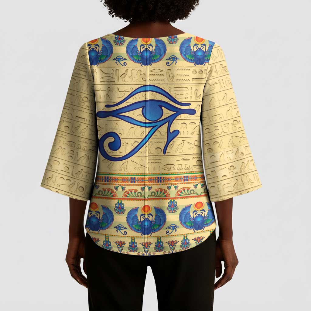 Ancient Egypt Scarab Beetle Kimono Sleeve Blouse